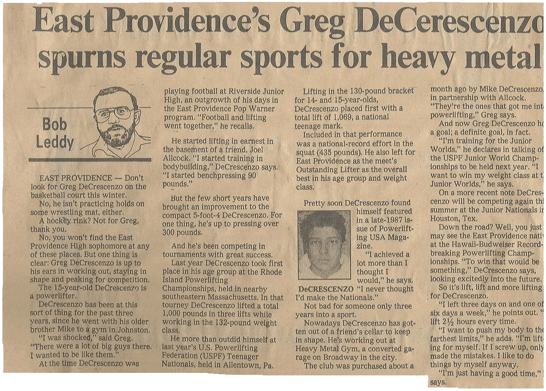 Chiropractor East Providence RI Gregory DeCrescenzo Biography Article